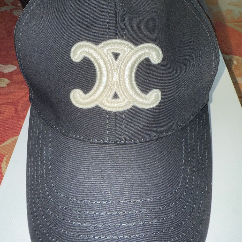 Celine Black Hat with Cream Emblem